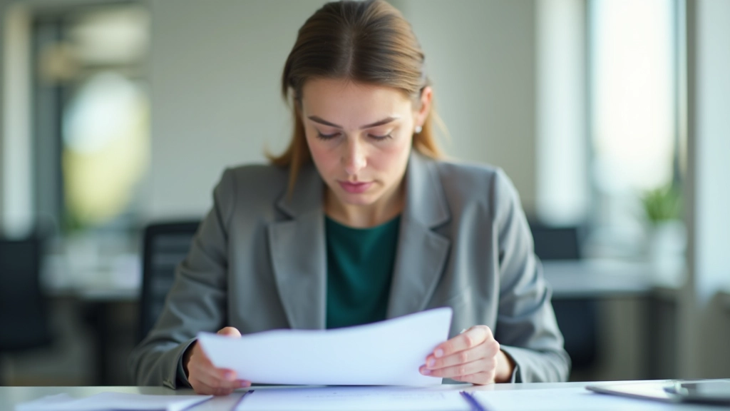 Podnikatelka kontroluje seznam chyb na papíru s tužkou