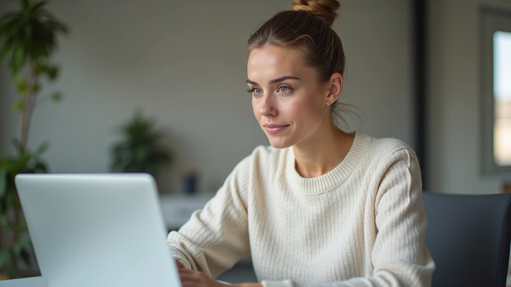 Žena pracující na počítači, vyplňuje online formulář pro žádost o IOLDP na České správě sociálního zabezpečení